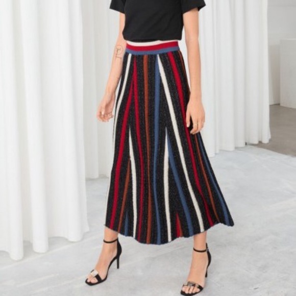 & other stories glitter stripe midi skirt XS - Picture 3 of 9